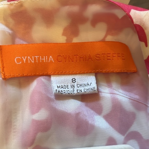 Cynthia Steffe Abstract Pink and White Printed Sleeveless Mini Dress Size 8 - Picture 9 of 16